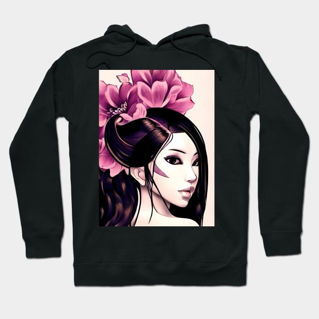 Beautiful Asian Perfect Girl Drawing Hoodie by animegirlnft